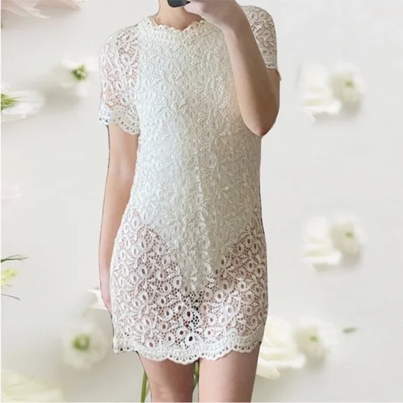 Jessica McClintock | Dresses | Sheer White Lace Shift Dress | Poshmark Jessica McClintock | Dresses | Sheer White Lace Shift Dress | Poshmark